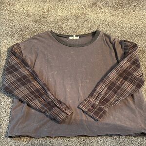 Brown Ribbed Collar Shirt